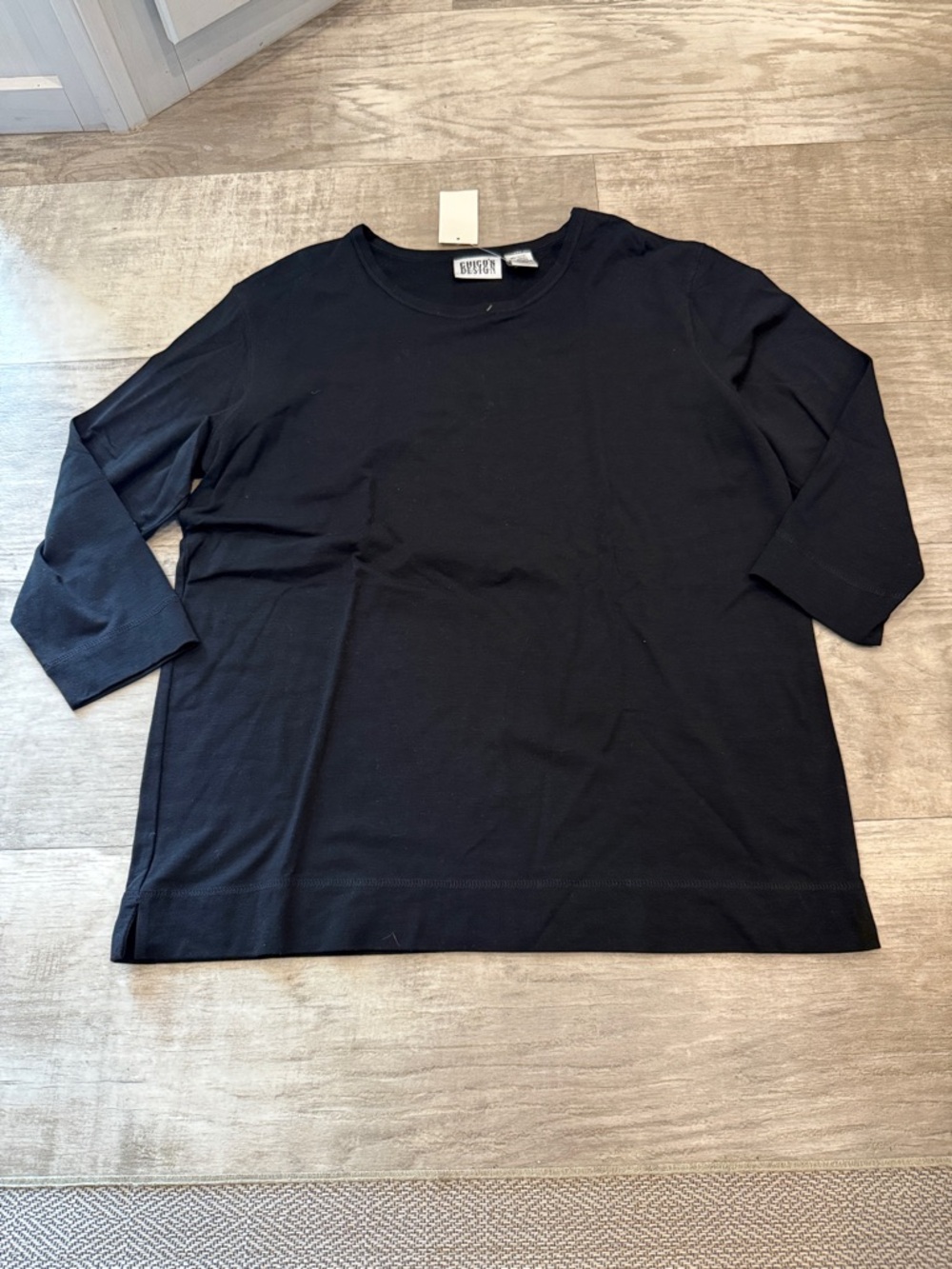 Chico's Black Long Sleeve Crewneck Top